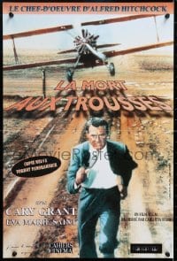 5y928 NORTH BY NORTHWEST French 16x24 R1990s Hitchcock, classic image of Cary Grant chased by plane!