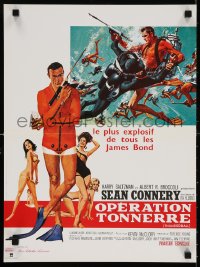 5y971 THUNDERBALL French 16x21 R1980s art of Sean Connery as James Bond 007 by McGinnis and McCarthy