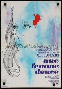 5y980 UNE FEMME DOUCE French 15x22 1969 Robert Bresson's Une femme douce, wonderful art by Chica!