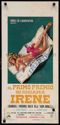 5y638 FIRST PRIZE IRENE Italian locandina 1970 Iaia art of naked nurse who is the prize in contest!