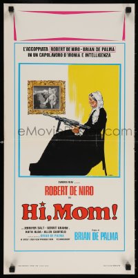 5y653 HI MOM! Italian locandina 1978 early Robert De Niro, De Palma, Morini art of old lady w/ gun!