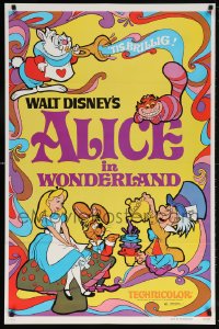 5z505 ALICE IN WONDERLAND 1sh R1981 Walt Disney Lewis Carroll classic, wonderful art!