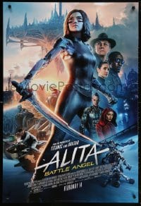 5z508 ALITA: BATTLE ANGEL style D advance DS 1sh 2019 image of the CGI character with sword & cast!