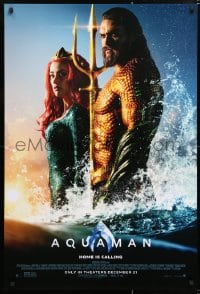 5z518 AQUAMAN advance DS 1sh 2018 DC, Momoa in title role with sexy Amber Heard, home is calling!
