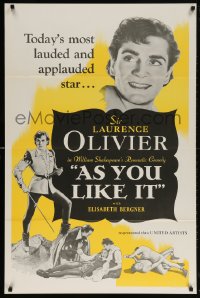 5z521 AS YOU LIKE IT 1sh R1949 Sir Laurence Olivier in William Shakespeare's romantic comedy!