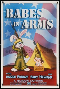 5z528 BABES IN ARMS Kilian 1sh 1988 Roger Rabbit & Baby Herman in Army uniform with rifles!