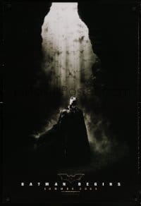 5z534 BATMAN BEGINS teaser DS 1sh 2005 Summer 2005, great image of Christian Bale in the batcave!