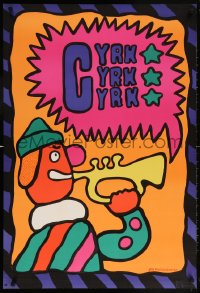 5z240 CYRK 26x38 Polish commercial poster 1980s colorful Jan Mlodozeniec art of clown with trumpet!