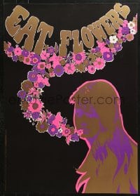 5z245 EAT FLOWERS 20x29 Dutch commercial poster 1960s psychedelic Slabbers art of woman & flowers!
