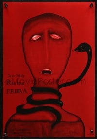 5z270 RACINE FEDRA 13x19 Polish commercial poster 1977 Jean Racine, art of man and snake by Jan Lenica!