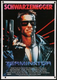 5z283 TERMINATOR 28x39 Italian commercial poster 1984 cyborg Arnold Schwarzenegger with gun!