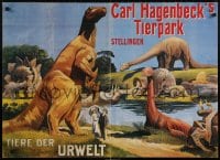 5z284 TIERPARK HAGENBECK 27x37 German commercial poster 1992 couple walking and many dinosaurs!