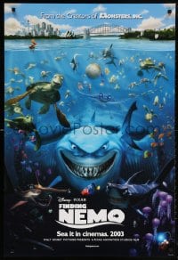 5z633 FINDING NEMO int'l advance DS 1sh 2003 Disney & Pixar animated fish movie, cool image of cast!