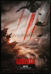 5z653 GODZILLA teaser DS 1sh 2014 Bryan Cranston, soldiers parachuting over burning San Francisco!