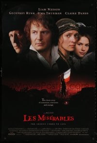 5z729 LES MISERABLES DS 1sh 1998 Liam Neeson, Uma Thurman, cool red, white & blue art!