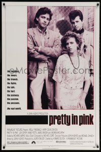 5z816 PRETTY IN PINK 1sh 1986 great portrait of Molly Ringwald, Andrew McCarthy & Jon Cryer!