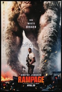 5z827 RAMPAGE teaser DS 1sh 2018 Dwayne Johnson with ape, big meets bigger, based on the video game!