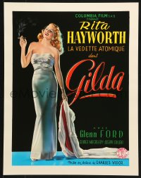 5z021 GILDA 15x20 REPRO poster 1990s sexy smoking Rita Hayworth full-length in sheath dress