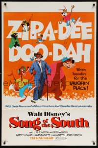 5z877 SONG OF THE SOUTH 1sh R1972 Walt Disney, Uncle Remus, Br'er Rabbit & Bear, zip-a-dee doo-dah!