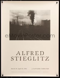 5z195 ALFRED STIEGLITZ 20x26 museum/art exhibition 1984 image of a train and tracks!
