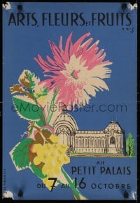 5z197 ARTS, FLEURS ET FRUITS 16x23 French museum/art exhibition 1949 cool art of flowers by E. Ric!