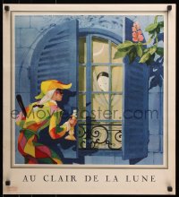 5z361 AU CLAIR DE LA LUNE 22x24 Monacan special poster 1954 art of jester by Jean-Adrien Mercier!