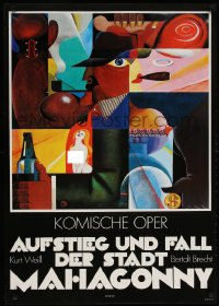 5z292 AUFSTIEG UND FALL DER STADT MAHAGONNY 26x37 East German stage poster 1979 Henning art!