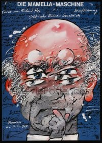 5z309 DIE MAMELLA-MASCHINE 23x33 German stage poster 1987 art of many-faced man by Waldemar Swierzy!