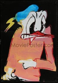 5z123 DONALD DUCK signed 28x39 art print 1994 Walt Disney, completely different art, he's very mad!
