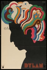 5z178 DYLAN 22x33 music poster 1967 colorful silhouette art of Bob by Milton Glaser!