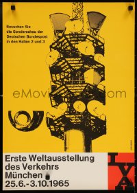 5z391 ERSTE WELTAUSSTELUNG DES VERKEHRS 17x23 German special poster 1965 art by Hermann Kaiser!