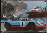 5z047 GULF PORSCHE 917 2-sided 24x34 advertising poster 1970s Jo Siffert & schematic of racer!