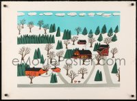 5z129 MIKE FALCO signed artist's proof 22x30 art print 1980s Winter Day, wonderful snowy scene!