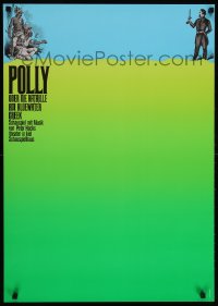 5z337 POLLY 23x33 German stage poster 1970s art of a duel over huge open field by Holger Matthies!