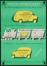 5z451 POSTKURSBUCHER 17x23 German special poster 1950s cars and a locomotive by Michel Kieser!