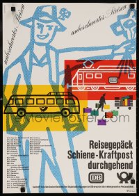5z462 REISEGEPACK SCHIENE-KRAFTPOST DURCHGEHEND 16x23 German special poster 1964 Federal Railway!