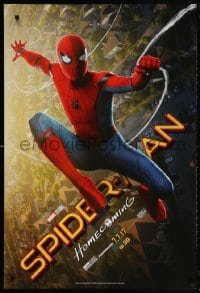 5z887 SPIDER-MAN: HOMECOMING teaser DS 1sh 2017 Tom Holland swinging over New York City!