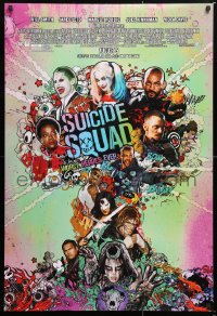 5z907 SUICIDE SQUAD advance DS 1sh 2016 Smith, Leto as the Joker, Robbie, Kinnaman, cool art!