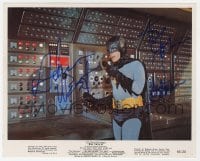 6b223 ADAM WEST signed color 8x10 still 1966 great c/u in costume as Batman by massive computer!