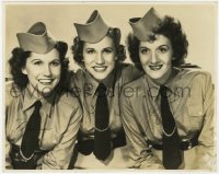 6b237 ANDREWS SISTERS signed 7.5x9.5 still 1940s by LaVerne, Maxene, AND Patty, portrait in uniform!