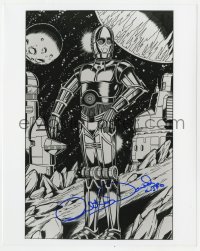 6b590 ANTHONY DANIELS signed 8x10 publicity still 1980s great artwork of C-3PO in Star Wars!
