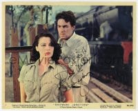 6b225 AVA GARDNER signed color 8x10 still #4 1955 with Bill Travers by train in Bhowani Junction!