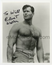 6b741 CLINT WALKER signed 8x10 REPRO still 1980s great barechested portrait of the Cheyenne star!