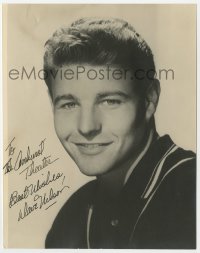 6b269 DAVID NELSON signed deluxe 7.25x9.25 still 1960s smiling portrait of Ozzie & Harriet's son!