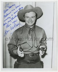 6b755 DON 'RED' BARRY signed 8x10 REPRO still 1980s great portrait of the cowboy star with two guns!