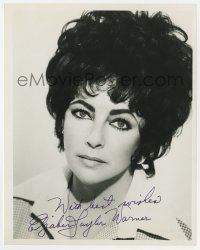 6b762 ELIZABETH TAYLOR signed 8x10 REPRO still 1980s head & shoulders portrait with great hair!