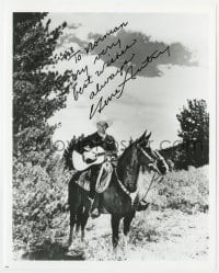 6b774 GENE AUTRY signed 8x10 REPRO still 1980s the singing cowboy star with guitar on Champion!