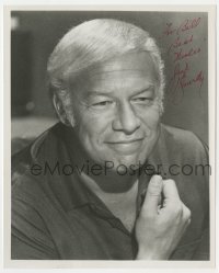 6b779 GEORGE KENNEDY signed 8x10 REPRO still 1980s great head & shoulders smiling portrait!