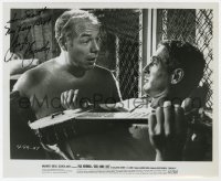6b285 GEORGE KENNEDY signed 8.25x10 still 1967 close up with Paul Newman in Cool Hand Luke!