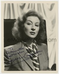 6b291 GREER GARSON signed 8x10.25 still 1940s great MGM studio portrait wearing suit jacket!